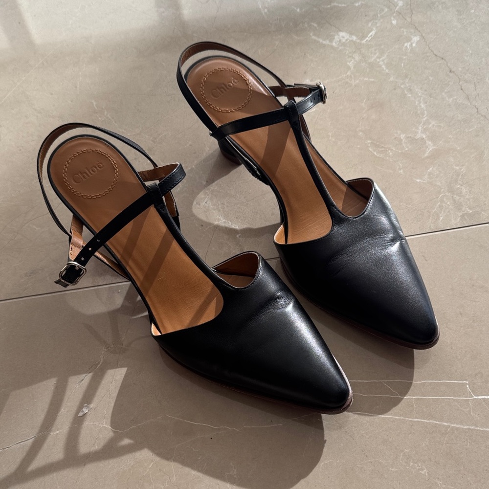 Chloe Black Leather Heels